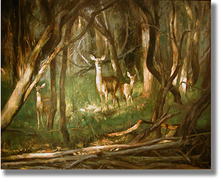 GLENN HARRINGTON - DOE WITH HER FAWNS