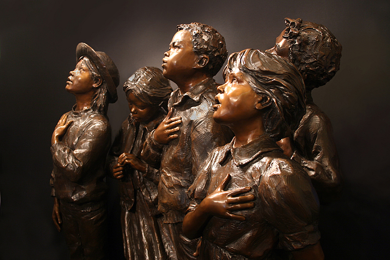 GLENNA GOODACRE PLEDGE ALLEGIANCE CLOSE-UP OF FIVE CHILDREN