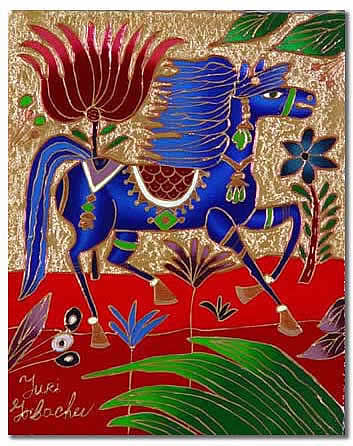 YURI GORBACHEV BLUE HORSE IN SUMMER