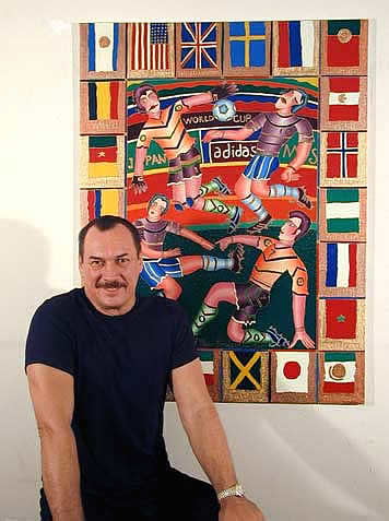 YURI GORBACHEV WITH WORLD CUP PAINTING