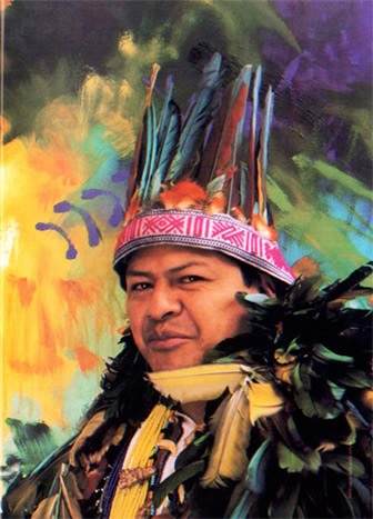 CARLOS JACANAMIJOY IN NATIVE DRESS