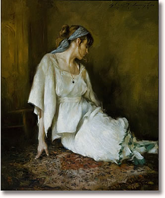 GLENN HARRINGTON FIGURE ON AN ORIENTAL RUG