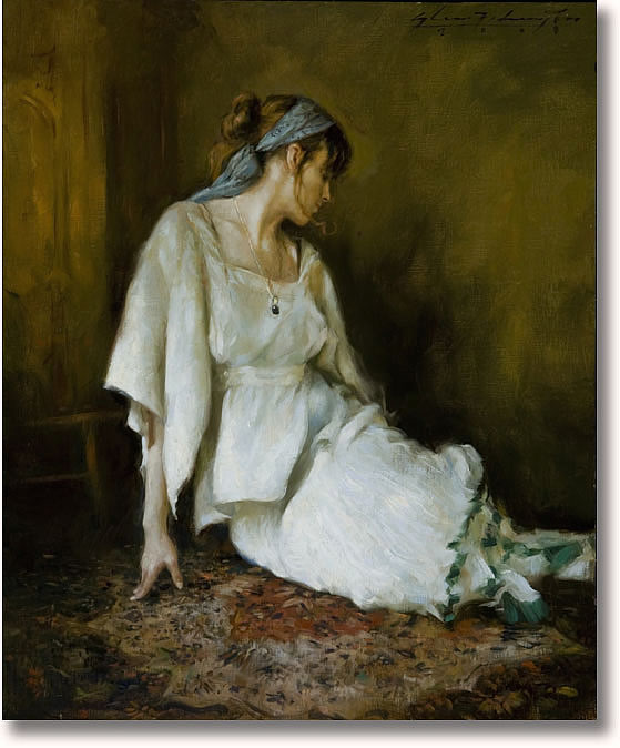 GLENN HARRINGTON FIGURE ON AN ORIENTAL RUG