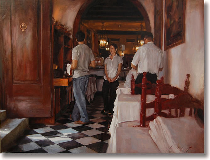 GLENN HARRINGTON PREPARING THE TABLES